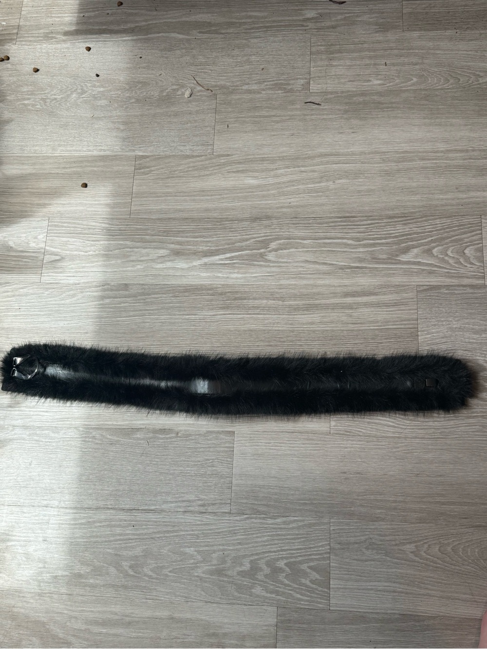 Black Faux Fur Belt with Decorative Buckle